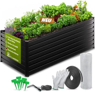 TTL GARDEN Meadow XL Hochbeet, 250x90x80cm, Anthrazit Stahl