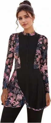 BananaHome Burkini Swimsuits for Women - Long Sleeve Built-in Bra, Full Cover Swimwear Best Deal