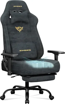 SONGMICS Gaming Chair, Ergonomischer Bürostuhl, bis 200 kg | Cathy Collection OBG095GD01 Kunstleder mit Fußstütze und 4D-Arm