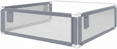 Bellabino Drina Fall Protection 180 x 200 cm, Set von 3, Dunkelgrau | Bettkasten-Bumper für Boxspringbetten und Babybetten, verstellbar