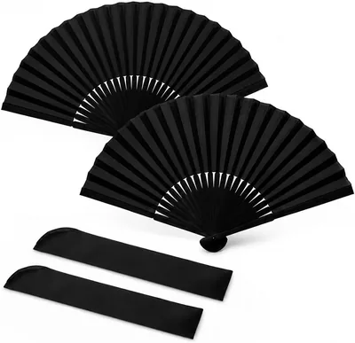 2 x Ventilateurs Pliables Chinois Style Bambou | Fans de Main Portables avec Sacs de Rangement - Petits Fans Pliables de Poche