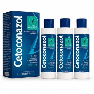 Kit 3 Shampoo Anticaspa para Higiene e Cuidado do Couro Cabeludo - 100ml cada