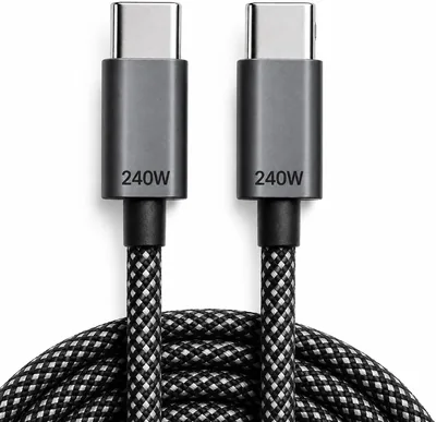 Cabo Carregador Nylon Trançado Ultra Rápido 240W - 1 Metro