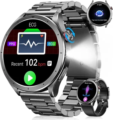 Reloj inteligente para hombres con ECG, VFC, Microcheck y presión arterial - Ahorra un 5% | Smartwatch AI-GPT