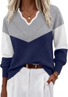 Ekouaer Women's Fall V Neck Sweater Knit
