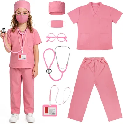 Aomig Kids Doctor Costume Nurse Scrubs Outfit Set