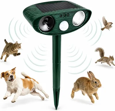 Repelente Ultrasónico para Gatos y Animales Solar con Sensor de Movimiento PIR y Luces Estroboscópicas