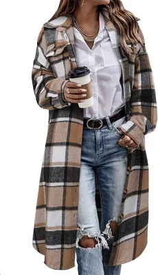 Onlypuff Plaid Long Shacket - Tartan Flannel Jacket
