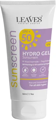جل أوراق الحماية من الشمس SPF 50+، 50 مل | نياسيناميد وبيبتيدات، مقاوم للماء