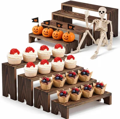 2,4 Tier Wood Cupcake Stand - Rustic Dessert Risers