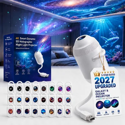 2027 HD スマート ダイナミック 5D ホログラフィック ナイトライト プロジェクター (12個)
