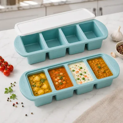 Baagb 2 Pack Silicone Freezer Trays with Lids - 250ML Portioned Freezing Tray Best Deal