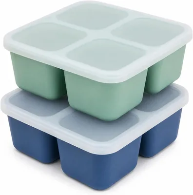Silikonfria frizermold 2 paket med huvud, 4x200ml | 2 flexibla moldar med 4 kompartimenter av 200 ml, inkludera huvud, för sopp