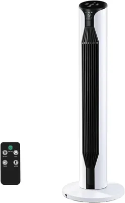 EXTRASTAR Turmventilator 92 cm mit Fernbedienung, 3 Geschwindigkeitsstufen, 3 Lüftungsmodi, 12h-Timer, 70°±5° Schwingung, leiser Ventilator
