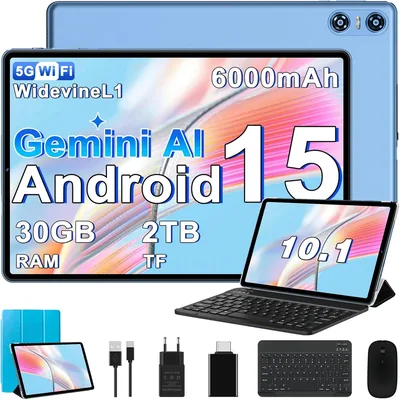 Tablette Biegedy 2026 10 Pouces Android 15, 30 Go RAM (2 To TF), Octa-Cœur, 5G WiFi 6, Widevine L1, GMS, GPS - 67% de Réduction