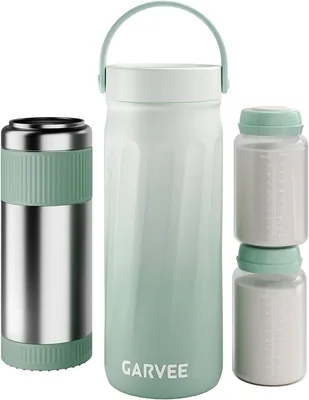 Refroidisseur de lait maternel portable 600ml, Pot de conservation du lait maternel, Conservation de fraîcheur 24h sans glace, 2 x 300ml biberons de stockage