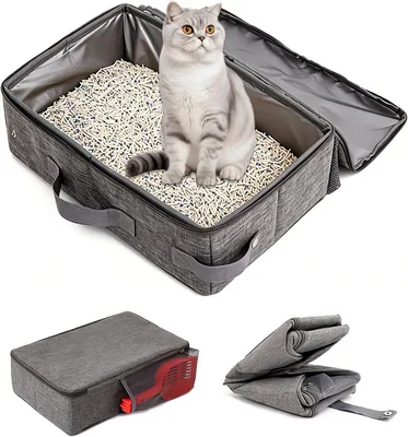 Caja de arena plegable para gatos con tapa, ciego para arena | Ligera, a prueba de fugas, fácil de limpiar, ideal para viajar y