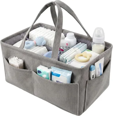 Baby Nappy Caddy Organizer - Portable Nursery Storage Bin