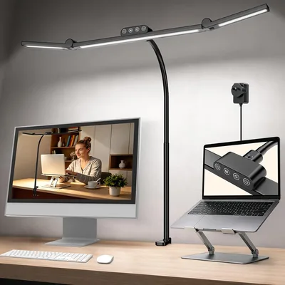 LED Desk Lamp 1200LM Gooseneck Clamp Light