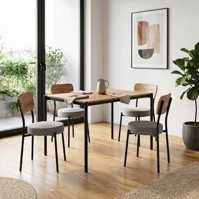 Mesa Comedor Kingshouse con Mesa Rectangular y 4 Sillas, Madera y Metal - Ahorra 15% (Oferta)