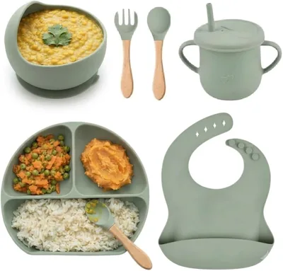 Food-Grade Silicone Baby Feeding Set, BPA-Free