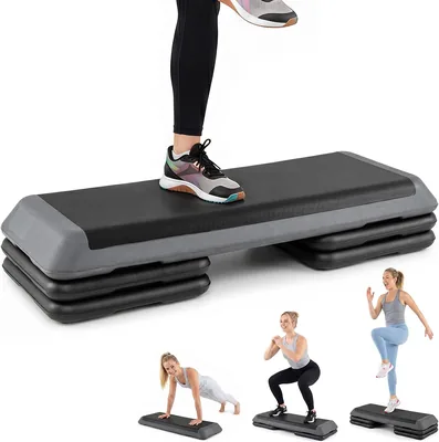 COSTWAY Aerobic Stepper med 3-gångig höjdsjustering | Kviltad plattform med antislip, 150KG