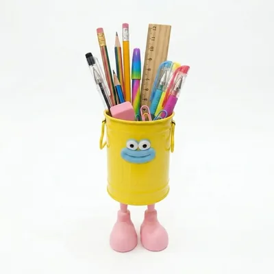 Cute Monster Pen Holder, Metal Desk Organizer, Yellow - Best Deal