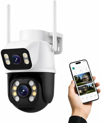 Câmera de Segurança Sem Fio Wi-Fi Externa Interna HD 3MP Lente Dupla Giratória Smart IP66 Prova d'Água Visão Noturna Infravermelha - Best Deal