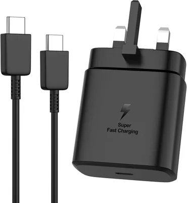 45W Fast Charger for Samsung Galaxy S25/S24/S23/S22/S21 Ultra, USB-C with 1M Cable & UK Plug - 19% Off
