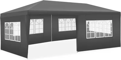 Tectake® Tenda Impermeabile 3x6 m con 5 Panelli Laterali Rimovibili, Struttura in Acciaio, Protezione UV, Awning per Feste