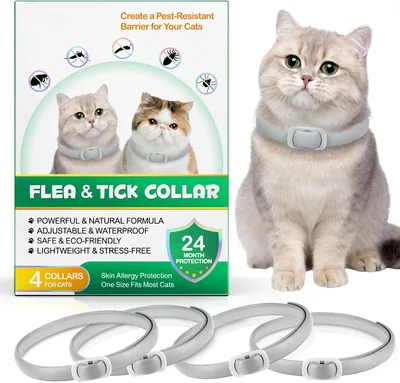 4 Pieces Anti-Parasitic Cat Collar Adjustable Waterproof Gray Best Deal