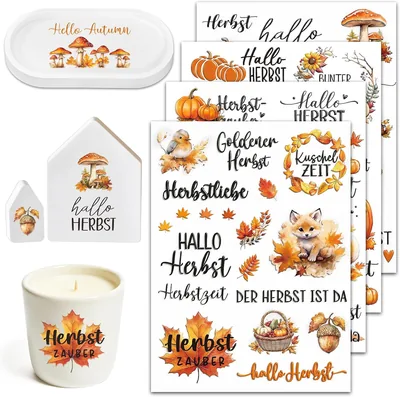 DOORIO 4 Rub-On Sticker Herbst Zitate Wasserfeste Transferfolie