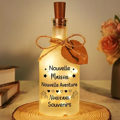 Hanging Cadeau Maison - Lampe en Bouteille de Verre LED 17.5 x 3 cm | Nouveau Décor Intérieur pour Amis Famille Couple