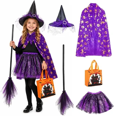 5Pcs Witch Costume Kids Halloween Set Best Deal