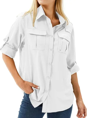 Women's Safari Shirt UPF 50 - Button Down Sun Protection Top