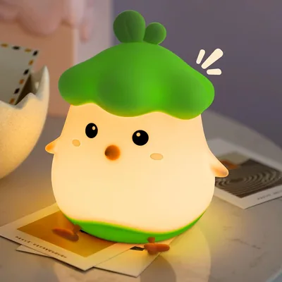 Lámpara de noche recargable JUQG Chick para niños, con temporizador, lámpara portátil de silicona para dormitorios, habitación infantil