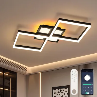 OTREN Lampada da soffitto LED Dimmabile 55W 86 cm Nero Chandelier
