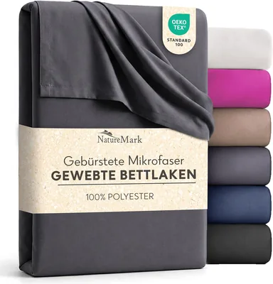 NatureMark Bettlaken ohne Gummibund, 150 x 250 cm - Flachbett aus gebürstetem Microfibrestoff, weich und atmungsaktiv, glatt