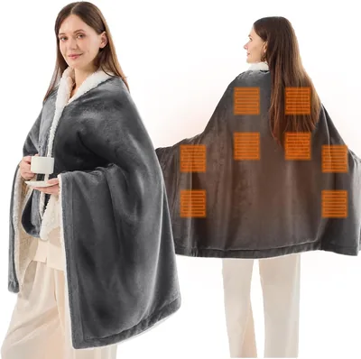JOLLYVOGUE USB Heated Shawl - Dark Grey
