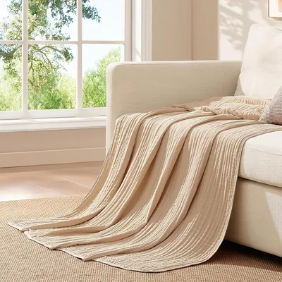 Topfinel Muslin Decken, 100% Baumwoll Bettdecke, Dekorative Kuscheldecke und Sofadeckung, Gemütliche Sommerdecke, 150 x 20 - 29% Rabatt