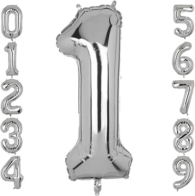 32 Inch Silver Number Balloons - Party Decorations