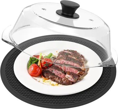 Microwave Splatter Cover with Mat - Borosilicate Glass Lid Best Deal