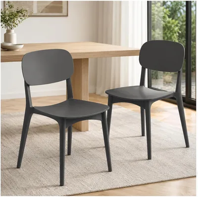 Silla de Una Sola Pieza JOLOLOAO de Estilo Minimalista, Juego de 2, Negro