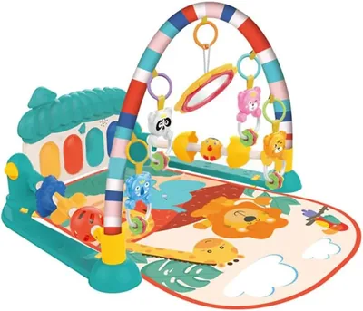 Baby Activity Gym Musical Piano Light-up Keys Rotating Arch Play Mat Blue