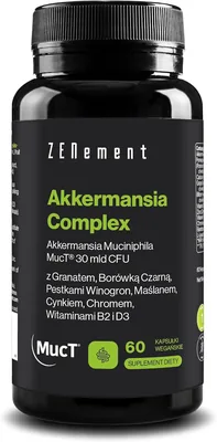 Akkermansia Muciniphila 30B TFU - Polifenole i Masło z Orzechów - 60 Kapsułek | Pasteryzowane z Granatem, Żurawiną, Cynkiem i Chromem