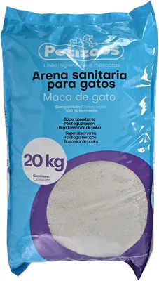 Arena Genérica para Gatos 20 kg Alto Aglutinante sin Polvo | 100% Bentonita, Super Absorbente, Baja Formación de Polvo - 50% De Descuento