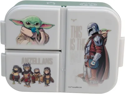 Contenedor de Alimentos Star Wars 3 Divisiones, Grogu y Anzellans, Lonchera Escolar Libre de BP