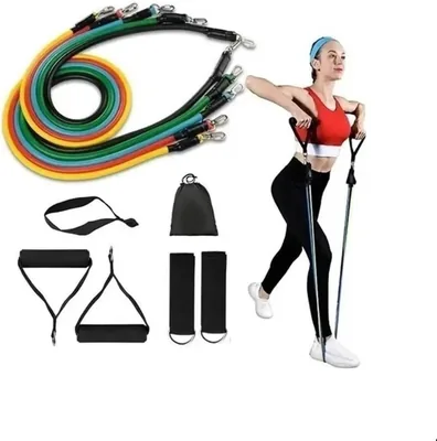 Kit Elástico JustGoFit 11 Peças para Treino Funcional