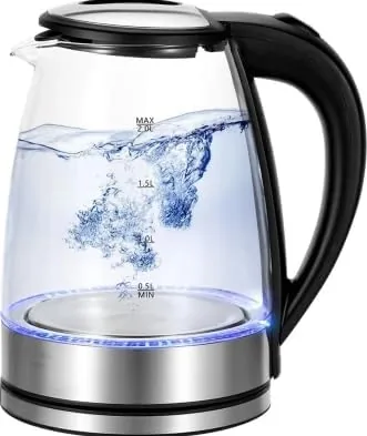 2L Glass Electric Kettle Blue LED 360° Swivel
