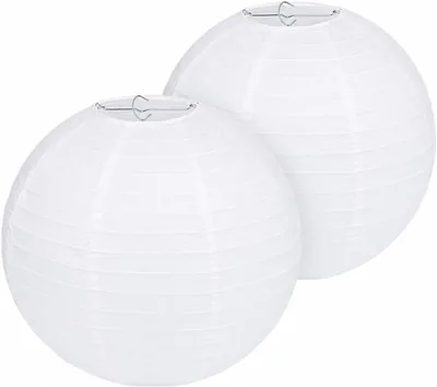 QIXINHANG 2er-Set Rundes Lampenschirm Weiß für Hochzeiten 30 cm | Dekoration für Party und Hochzeit, Gartendekoration